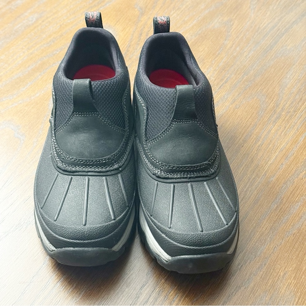 L.L. Bean Black Slip-On Winter Rain Boots with Red Interior